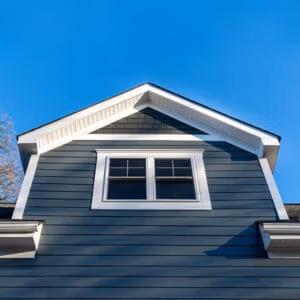 New restoration facade with Composite Cladding blue vinyl siding - composites alternatives