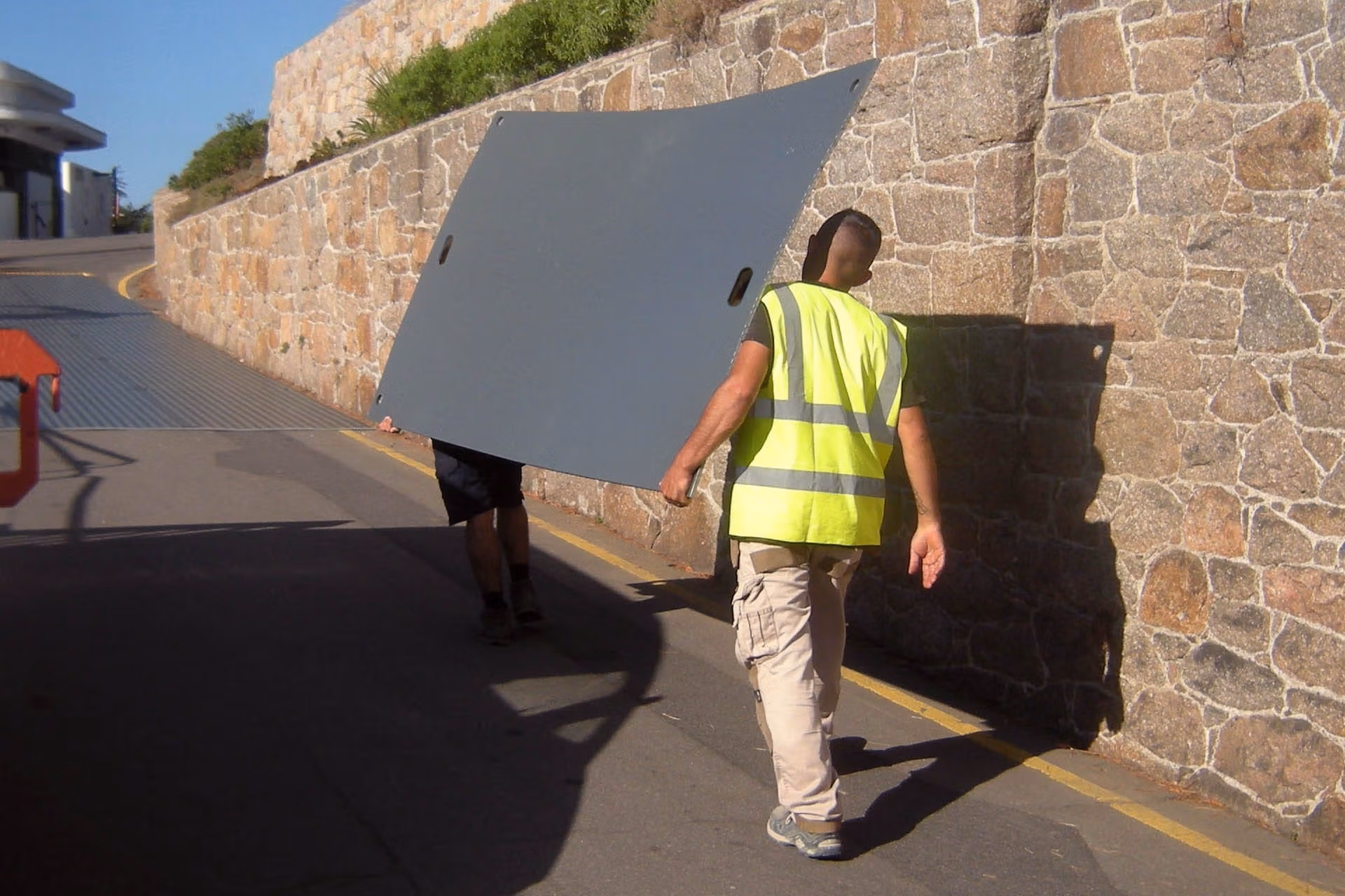 Duramatt Lite ground protection builders with light duty mat spoilboard